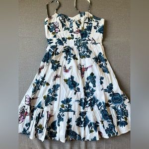 FRENCH CONNECTION White and Blue Floral Dress